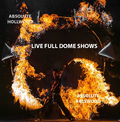 live 360 fulldome show projection dome show with dragon's fire in full dome