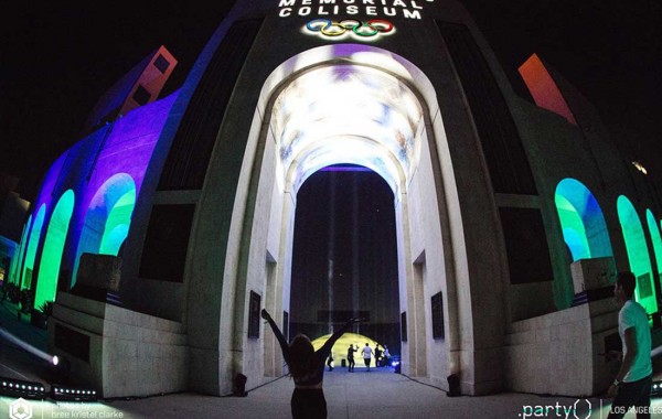 Celestial projection dome rental — large-scale show dome event LA Memorial Coliseum