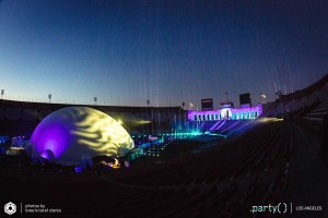 Celestial projection dome rental — large-scale show dome event at LA Memorial Coliseum