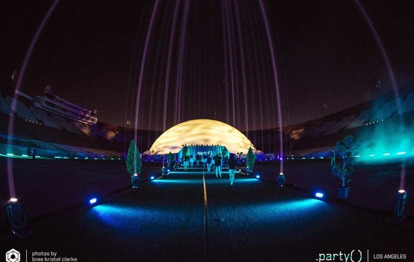 Celestial projection dome rental — show dome event exterior LA Memorial Coliseum
