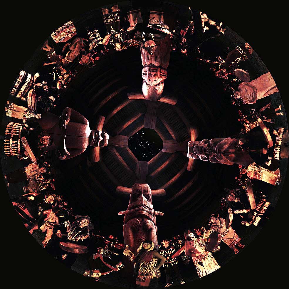 Fulldome content circular fisheye frame, Four Host First Nations cultural show, Vancouver 2010 Winter Olympics, StratoSphere dome