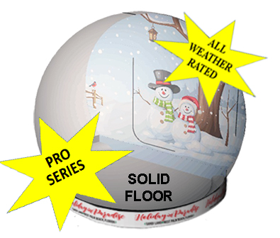 Pro-Series zipper entry inflatable snow globe — solid flat floor, all-weather rated — Absolute Hollywood snow globe rental