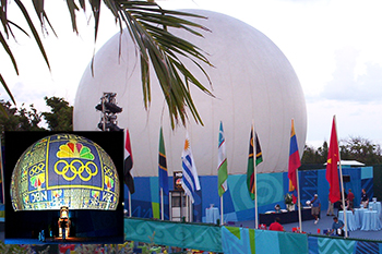 Projection dome at Olympic Games brand activation — Absolute Hollywood immersive experiential marketing technology
