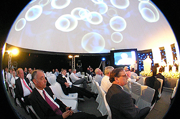 Projection dome World Insurance Forum Dubai UAE — Absolute Hollywood corporate conference immersive experiential marketing