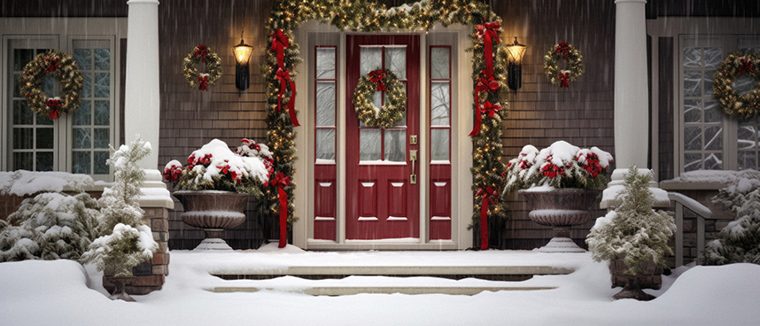 Customer-supplied artwork for a custom snow globe backdrop — First Baptist Church winter scene before dome-curve fitting
